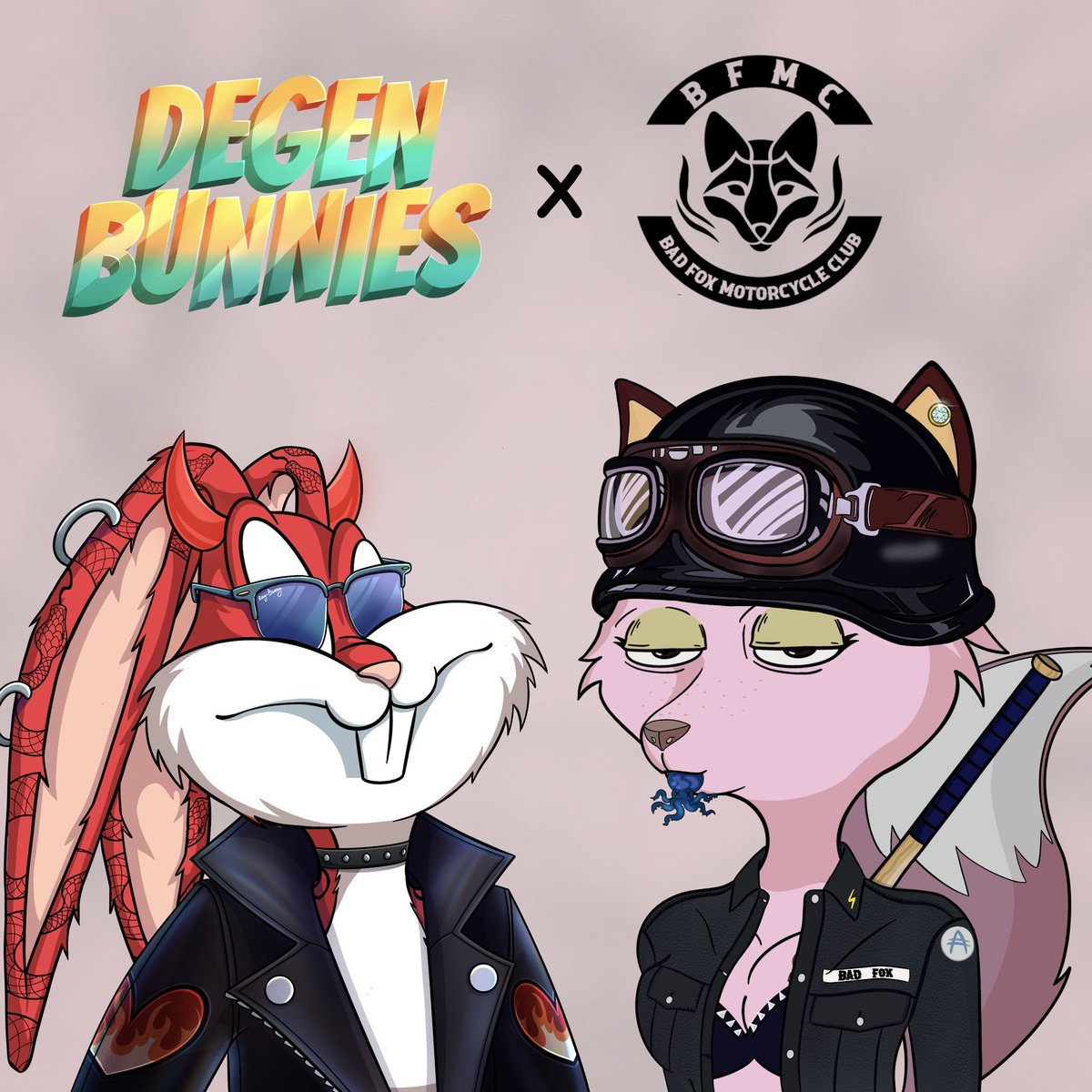 🥁Bad Fox MC X DegenBunnies🥁

🏆Win:
1x NFT from Bad Fox MC 

To participate:
1⃣ Like &amp; RT
2⃣ Follow <a href="/DegenBunniesNFT/">Degen Bunnies</a> &amp; <a href="/BadFoxMC/">Bad Fox Motorcycle Club</a> 
3⃣ Tag 3 friends

Ends in 48 hours!

GOOD LUCK 🥁🥁

#cnft #cnftcommunity #cnftdrop #cnftgiveaway