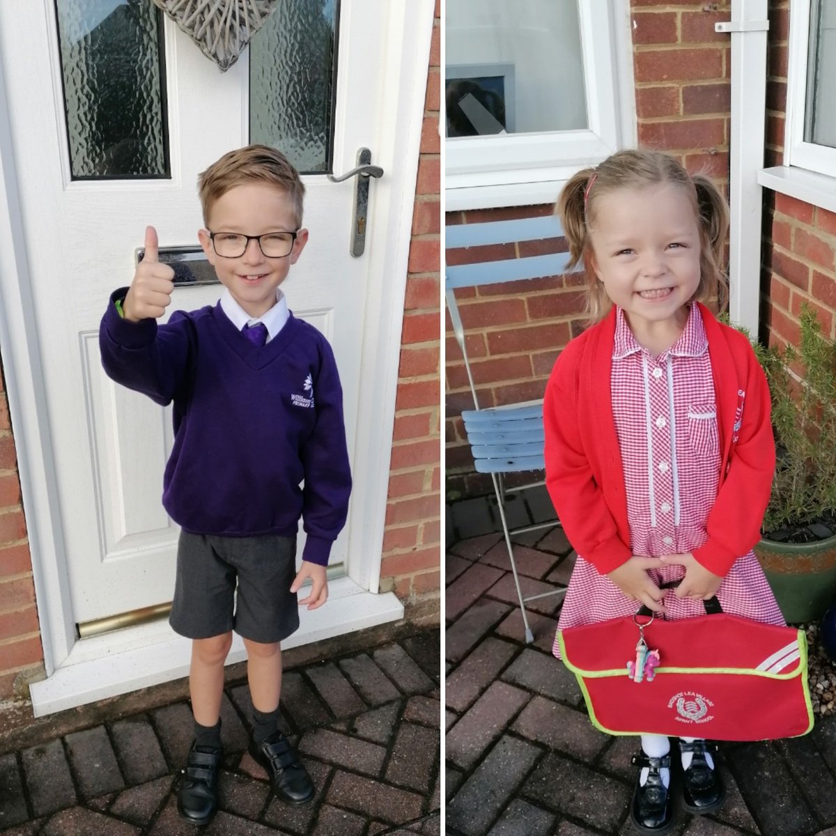 CMLBlueBelle's tweet photo. Good luck Alfie & Betsy-Boo!! 😁🍀 My Year 4 and Year 1 little rebels... 😍🙃 #alfiebear #betsyboo #firstdaynerves #BackToSchool @BLVISchool @WCPSFarnham https://t.co/Sq9EZxEnU1