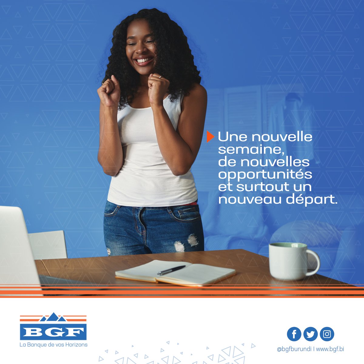 BgfBurundi's tweet photo. On brainstorm, on s'équipe et on se remet sur les railles
un lundi quoi???
Bon début de semaine avec #BGFBURUNDI 
#TEKANA #Abatwip #BGF24 #lundimotivation #weekplanning https://t.co/wUbFvNkzP7