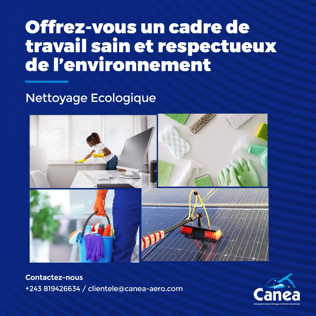 En #entreprise comme à la #maison, il est possible de nettoyer tout en respectant sa #santé et l’#environnement, mais le #nettoyage #écologique consiste aussi à mettre en place des bonnes pratiques. 
Contact : +243819644256
Infos : canea-aero.com  
#CANEA #CANEARDC