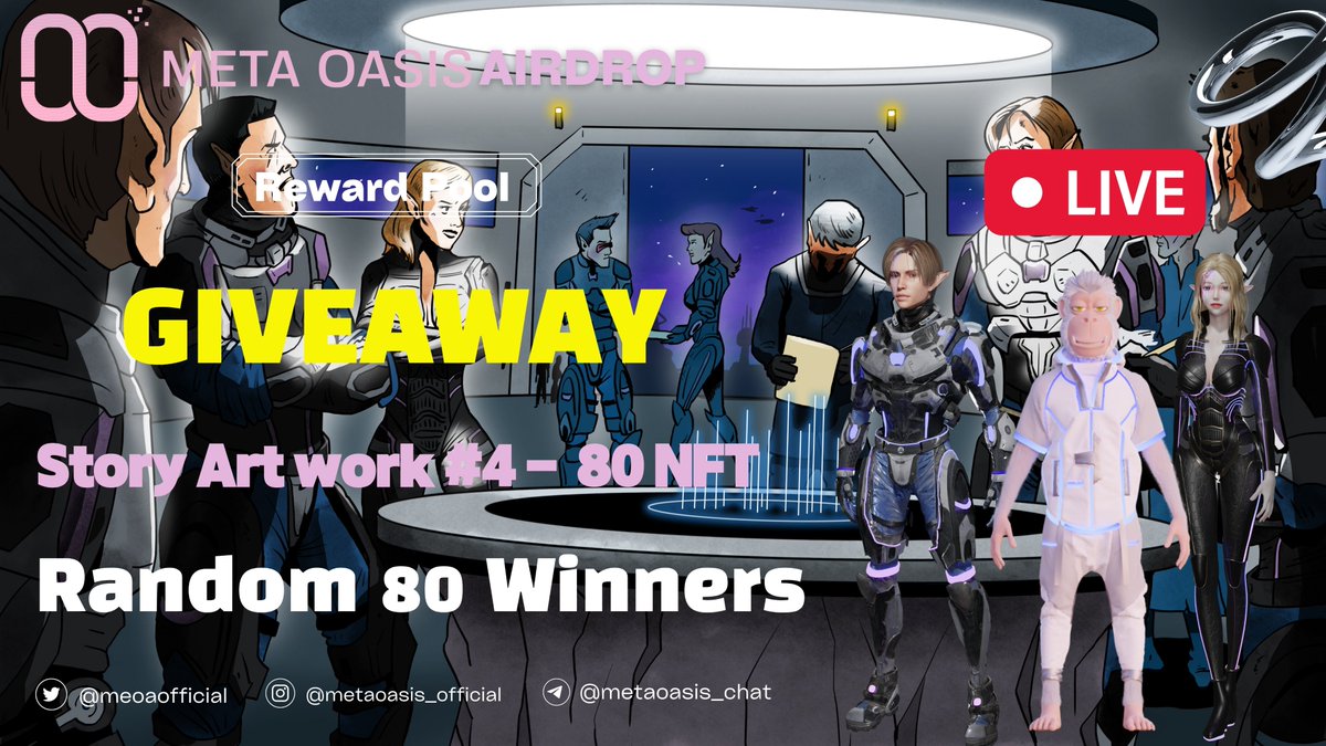 MetaOasisVR's tweet photo. Metaoasis Artwork AIRDROP CAMPAIGN #4

🏆 REWARDS POOL : 
Total airdrop : 80 NFT !! 

Join our  competition:
🔗https://t.co/it9ABtj7ry

The rewards will be distributed between 80 random winners. 

⏳ Ends: 8th Sep 22:00 PM 

#Metaverse #Giveaway #NFTs @klayape @klaymutant https://t.co/6e6eZ7dBqH