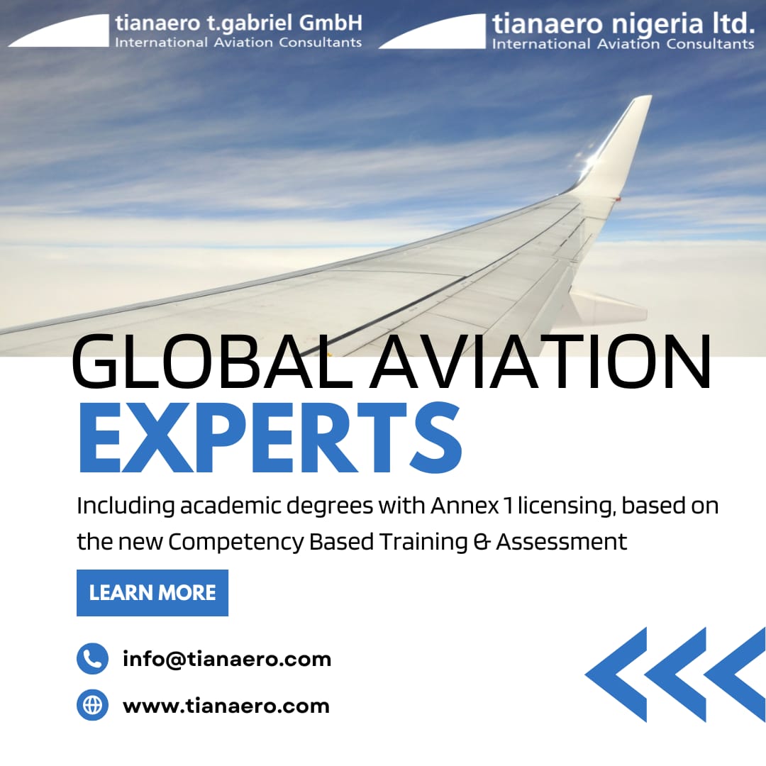 tianaero1's tweet photo. GLOBAL AVIATION EXPERTS
Including academic degrees with Annex 1 licensing, based on the new Competency Based Training & Assessment...!!
Web: https://t.co/9M3zmGNirY
#AviationStrategy #GlobalAviationExperts #AirTransport #AviationExpertFirm #AfricanAviation #TrainingCenters https://t.co/lwjCOW7xag
