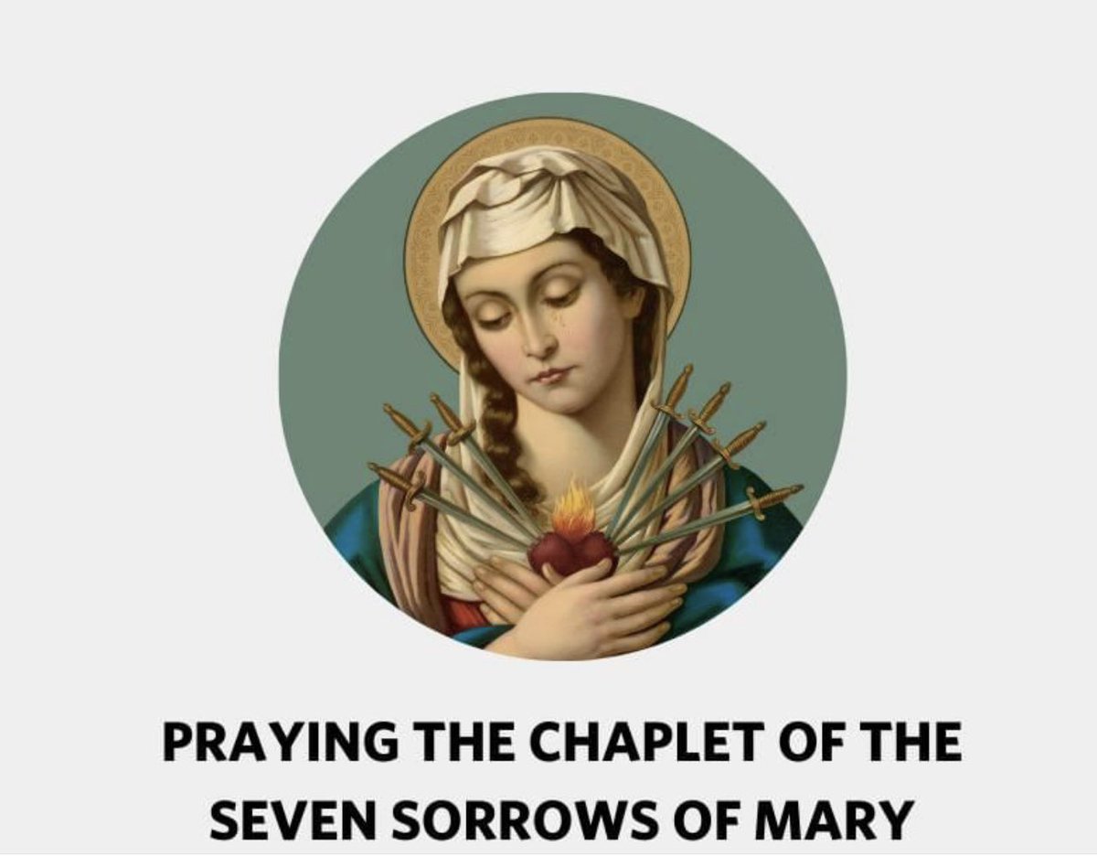 We bring you this devotion, which began in the 13th century. It honors the Sorrows the Virgin Mother of God endured in compassion for the suffering and death of her Divine Son. Follow the link for the full chaplet. fatherpeytoncentre.ie/praying-the-ch… #SevenSorrows