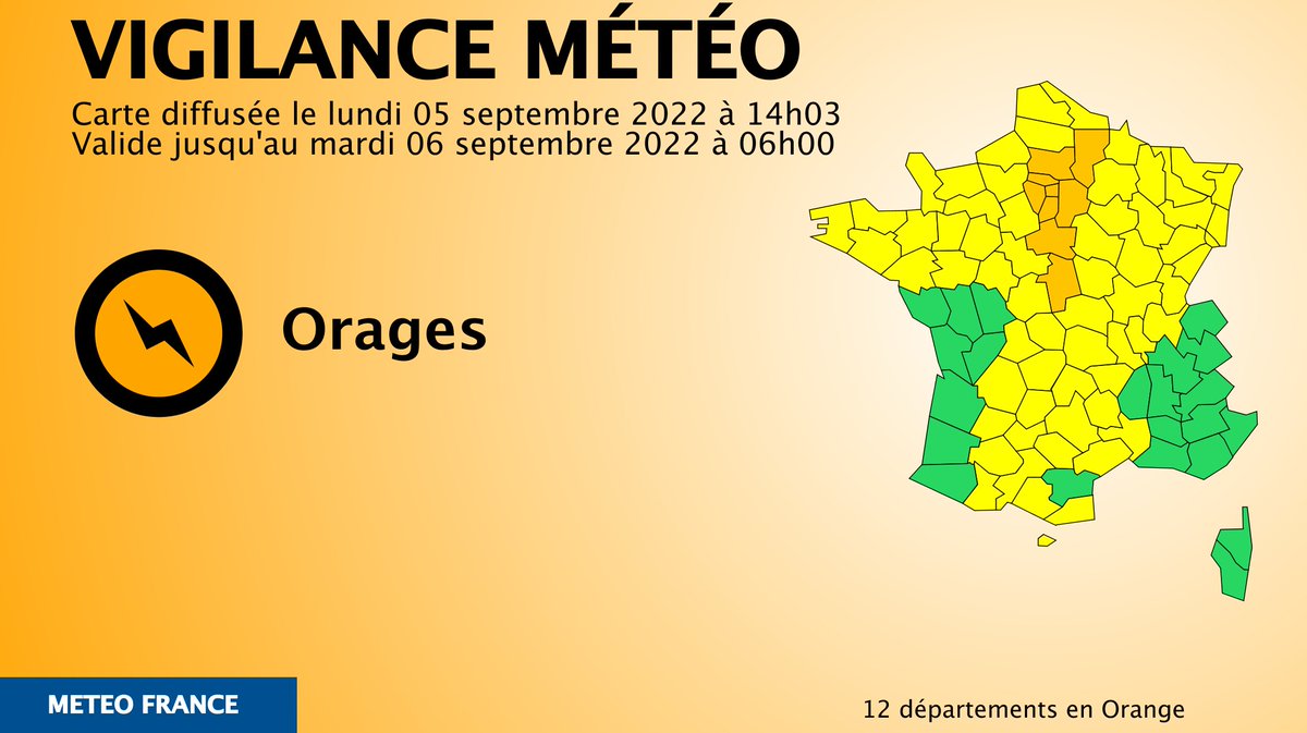 VigiMeteoFrance's tweet photo. 🔶 12 dpts en #vigilanceOrange
Restez informés sur https://t.co/rJ24zzmmy4 https://t.co/ATtvxPx4Mz