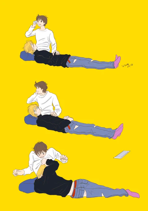 #ひらいて赤ブー 幸福の在り処継続開催してください。よろしくお願いします過去絵 再掲『英二国際電話中』 