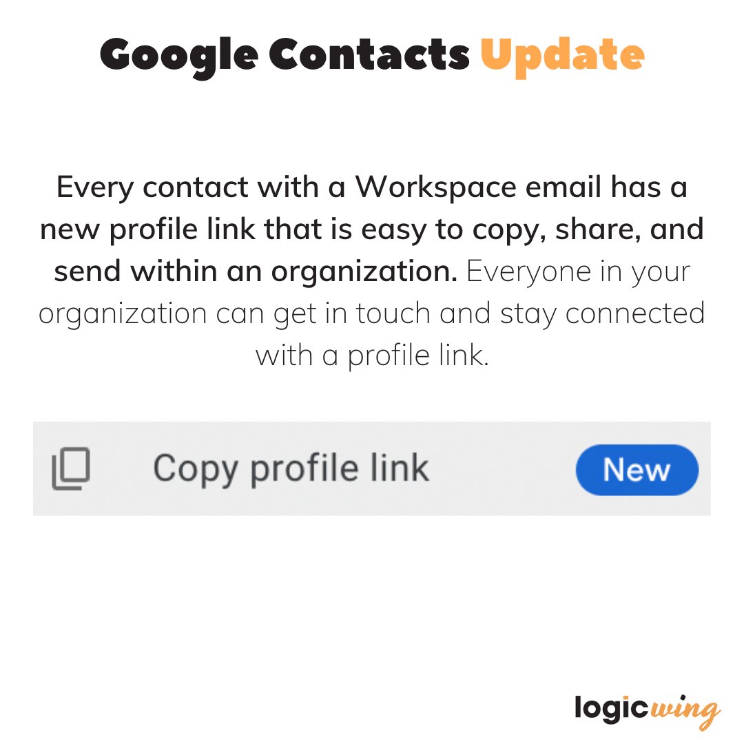 logicwing's tweet image. Easily share profile links via Contacts ☎️
.
.
.
#logicwing #liveworklearn #googleworkspaceupdate #googleworkspace #classroom #logicwingtips