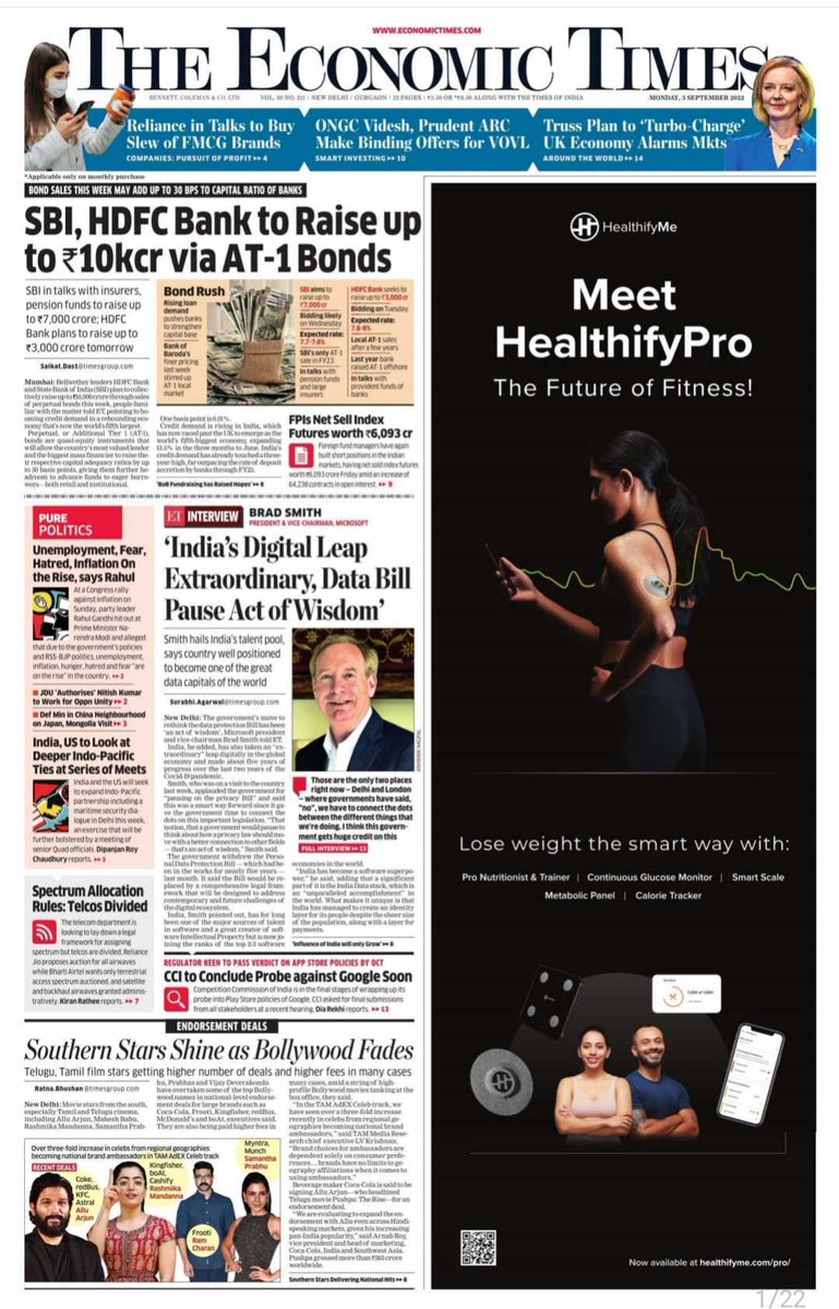 healthifyme's tweet photo. How do you read the newspaper, digitally or physically? 😋

Catch HealthifyPro on @EconomicTimes today 🗞

Start your Pro journey with a fitness plan personalised just for you ✅
#HealthifyWithPro now 👉🏻 https://t.co/ivndRsekNX

#HealthifyPro #EconomicTimes #Newspaper https://t.co/BRZqbjJkAA