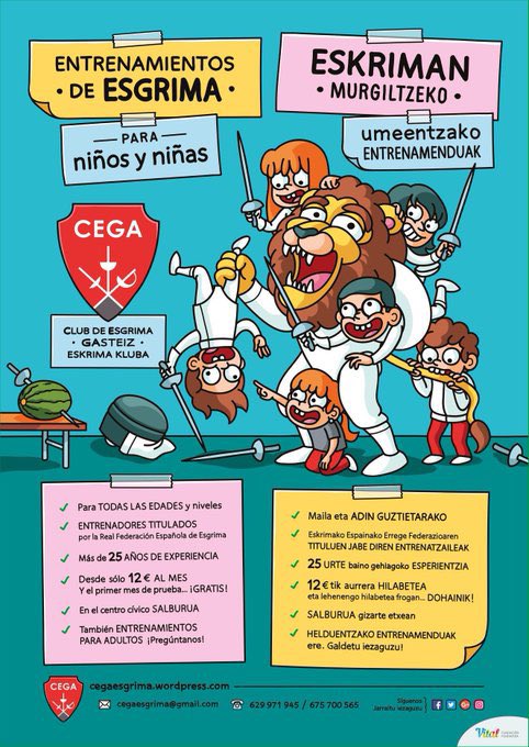 CEGAesgrima's tweet photo. Esgrima para niños y niñas durante el curso 2022-23, ¿te lo vas a perder? https://t.co/iEOJK0AViZ