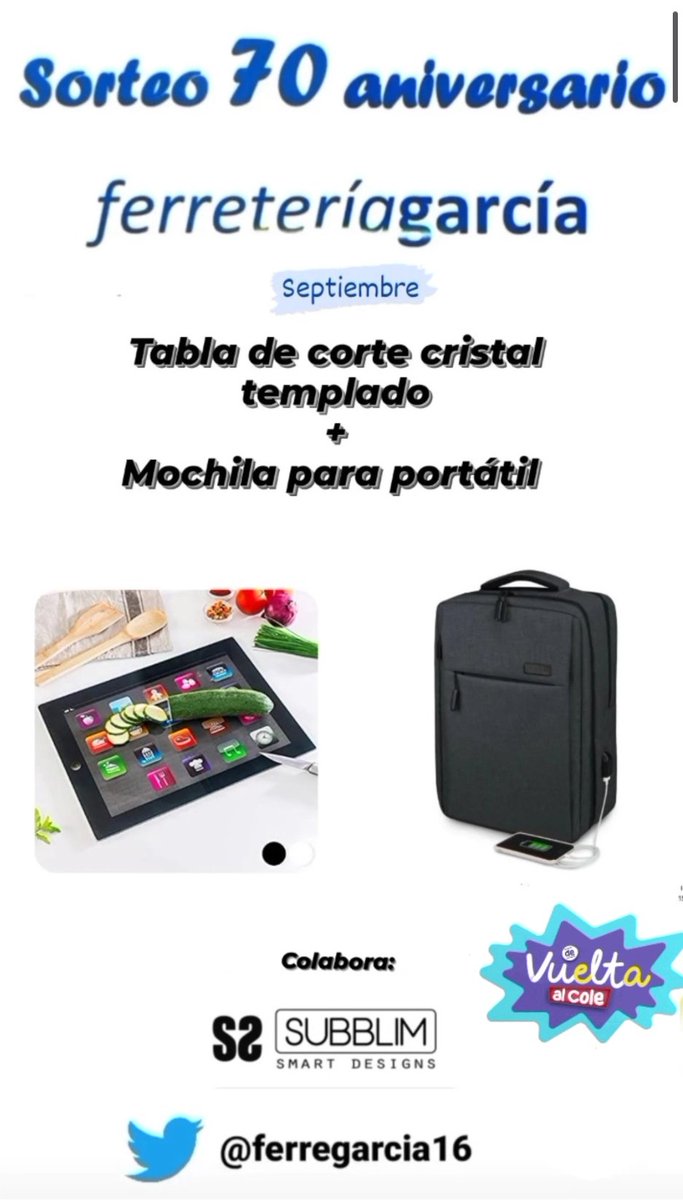 FerreGarcia16's tweet photo. 🏆SORTEO 70 ANIVERSARIO ✨Septiembre 🎒

🚏PARA PARTICIPAR:
Sigue en Twitter a:
➡️@subblim 
➡️@FerreGarcia16 
🔁RT y ❤️MG a este Tweet
🗣️ Menciona a dos amigos

🗓️Sorteo del 5 al 30 de septiembre 

🚫Solo España ⛔️No cuentas sorteo
🍀¡Mucha Suerte! 🍀 https://t.co/Y9It5ROW7F