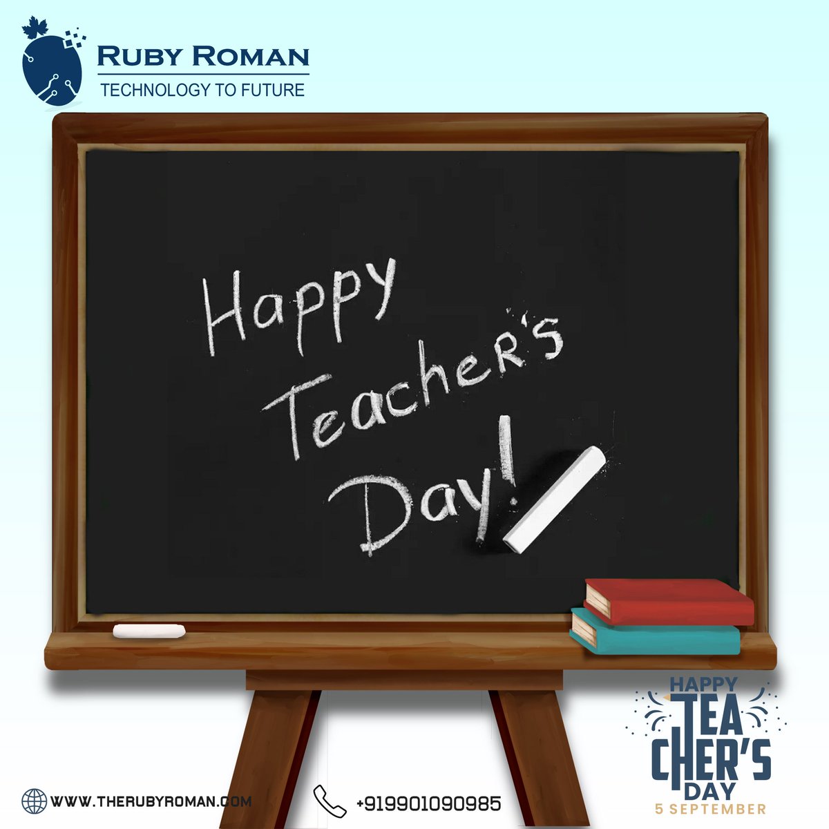 HemantKumar_IN's tweet photo. Very few people have the
Power to educate today's youth.
You do it pretty well.
#happyteachersday2022
Get a Quote Now - +91 99010 90985
Mail us : info.rubyroman@gmail.com
💻Visit us : https://t.co/idmgXX2h75
#softwaredeveloper #WebsiteDevelopment #rubyroman https://t.co/ywhcj4N5p3