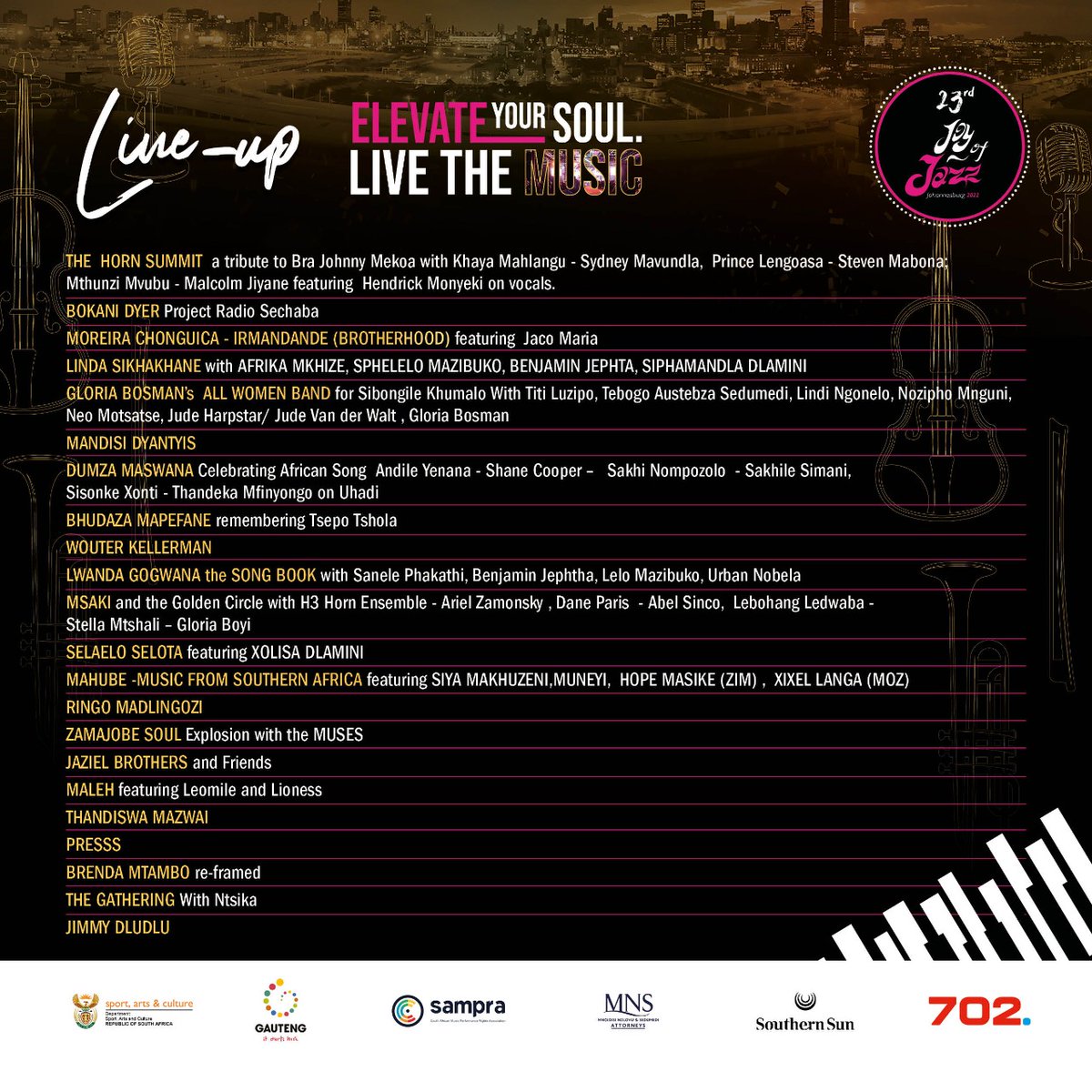 JoyOfJazz's tweet photo. Look at our incredible African LineUp! Buy your tickets.  25th,26th of November 2022. 

Early Bird Tickets officially available online:https://t.co/OcxSXHPBWV

#elevateyoursoul
#Joyofjazz
#jazzfestival
#musiclineup
#music
#joj2022
#computicket
#Tickets https://t.co/1yedFUQ2xz