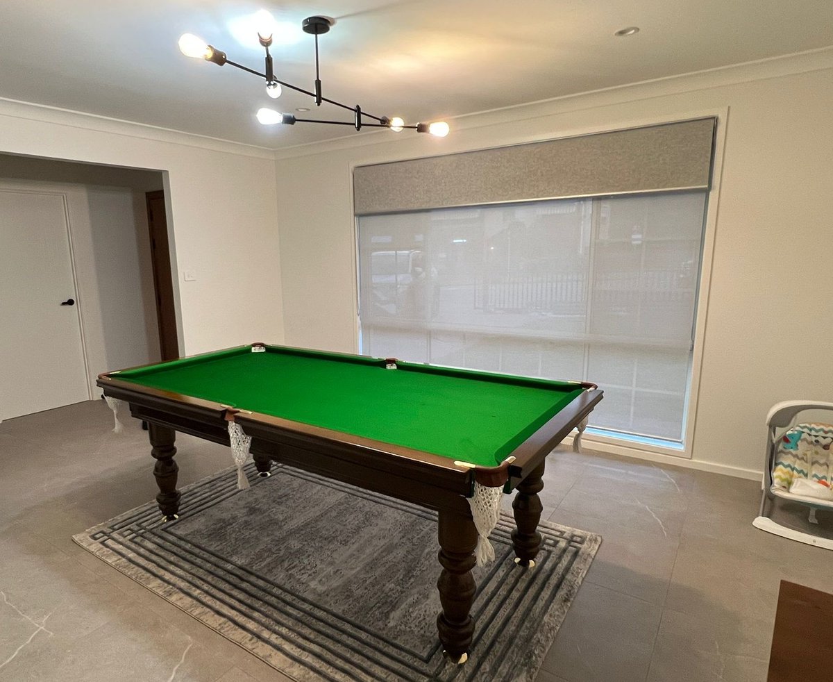 MasterBilliards's tweet photo. Delivery to St Clair

Manufactured, delivered &amp; installed by Master Billiards. 

✔Australian Made
✔7ft x 3ft6in
✔Master Model
✔Slate Top
✔Medium Walnut Timber Stain
✔White nets with tassel
✔Traditional Green Cloth
✔Brass Fittings
✔Brown Leathers
✔Accessories package https://t.co/6K9LfWBGTq