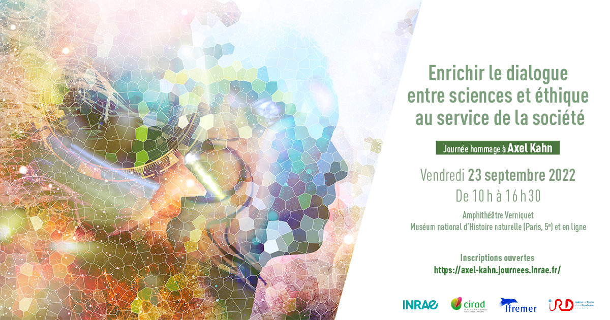 S'ouvrir aux questions éthiques que se posent les scientifiques sur le terrain était l'ambition d'Axel Kahn, prsdt du Comité d'éthique INRAE-Cirad-Ifremer-IRD.

Comment enrichir le dialogue entre #science &amp; #éthique ?
Inscrivez-vous à la journée du 27/09 > url.inrae.fr/39ZvKn4