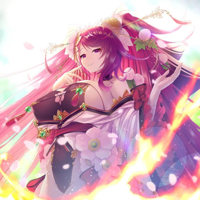 せっかくなので過去に描いたシュウメイギク様を再掲しておきます!#フラワーナイトガールイラスト 