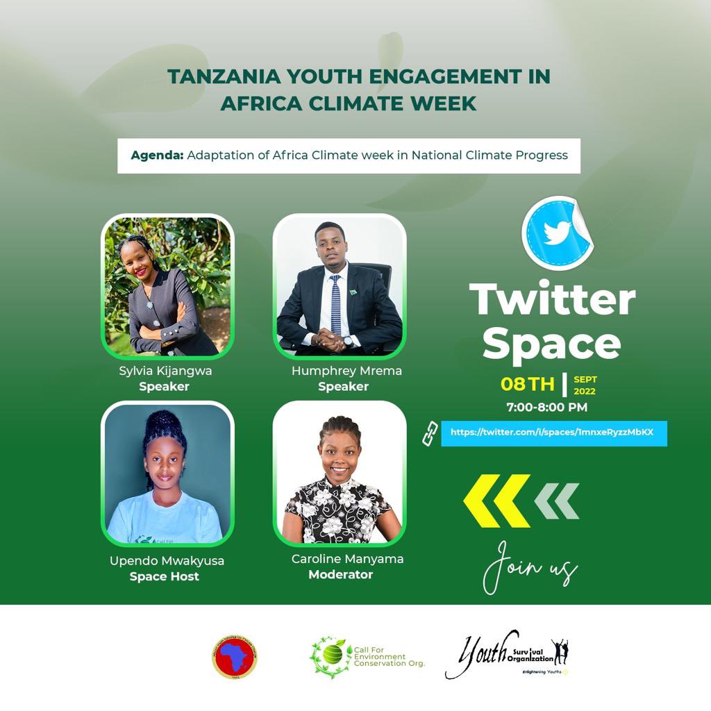 AYICCTZ's tweet photo. Join us on Thursday as we host twitter spaces https://t.co/maihXnfYf2 on Tanzania Youth Engagement in #AFCW2022 with @hmrema_official @sylviakijangwa @raykiliho and other Tanzania youth representatives on the way forward and what should be done. https://t.co/5KcGT9pH63