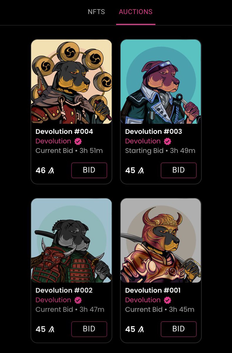 🚧Auction drop update🚧
- #001 Current bid by : <a href="/semiproblems1/">cokeandrice.akita.algo | Folks Finance</a> 
- #002 Current bid by : <a href="/qdinhvo/">LeggoMy.Ⱥlgo 🐉 Bored IP</a> 
- #003 waiting bidders
- #004 Current bid by : <a href="/semiproblems1/">cokeandrice.akita.algo | Folks Finance</a> 

Link : algoxnft.com/address/4SBHV3…

Let's goooo 🔥🎉🔥
#algofam #AlgorandNFTs