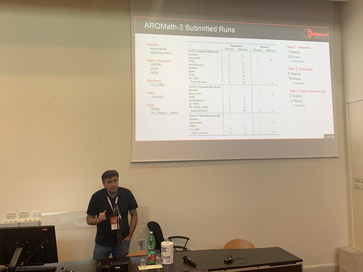 Richard giving the overview of <a href="/ARQMath1/">ARQMath: Answer Retrieval for Questions on Math</a> at #clef2022 <a href="/clef_initiative/">CLEF</a>