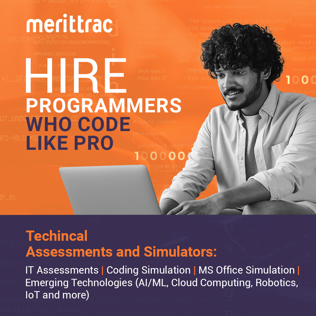 MeritTracsvc's tweet photo. Recruit high-performing technical talent with MeritTrac's comprehensive technical assessments suite. It provides real-time feedback to help companies assess candidates’ coding skills for performance benchmarking and effective recruitment. https://t.co/qlzqIQw26r