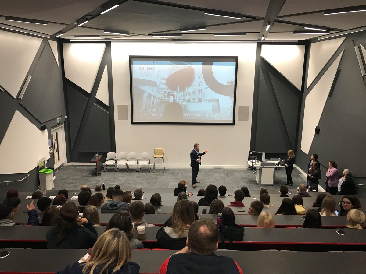 SolentLawSchool's tweet photo. Our next @SolentUni Business and Law Taster Day &amp; Career Conference with @SUS_Business will be on Tuesday 11 October for level 3 (year 12/13) students. Please contact Sophia.Basi@solent.ac.uk or John.Wilson@solent.ac.uk��to make a group booking. (Pictures from last year's event) https://t.co/lBL8I3kbMO