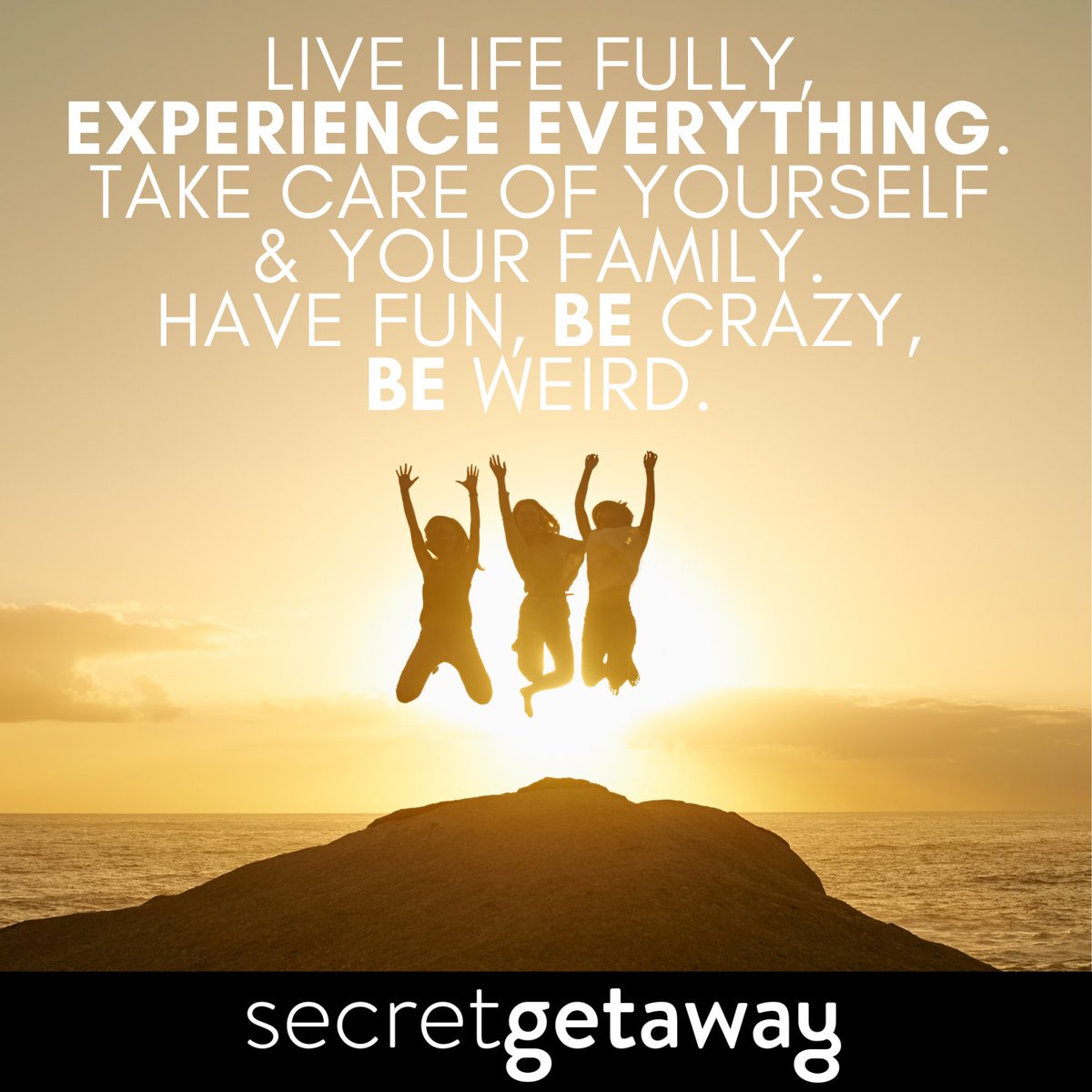 We think being a little weird is great! From our Team at Secret Getaway to you, have a happy &amp; successful week ahead 💛

“Live life fully while you're here. Experience everything. Take care of yourself &amp; your friends. Have fun, be crazy, be weird". - Tony Robbins