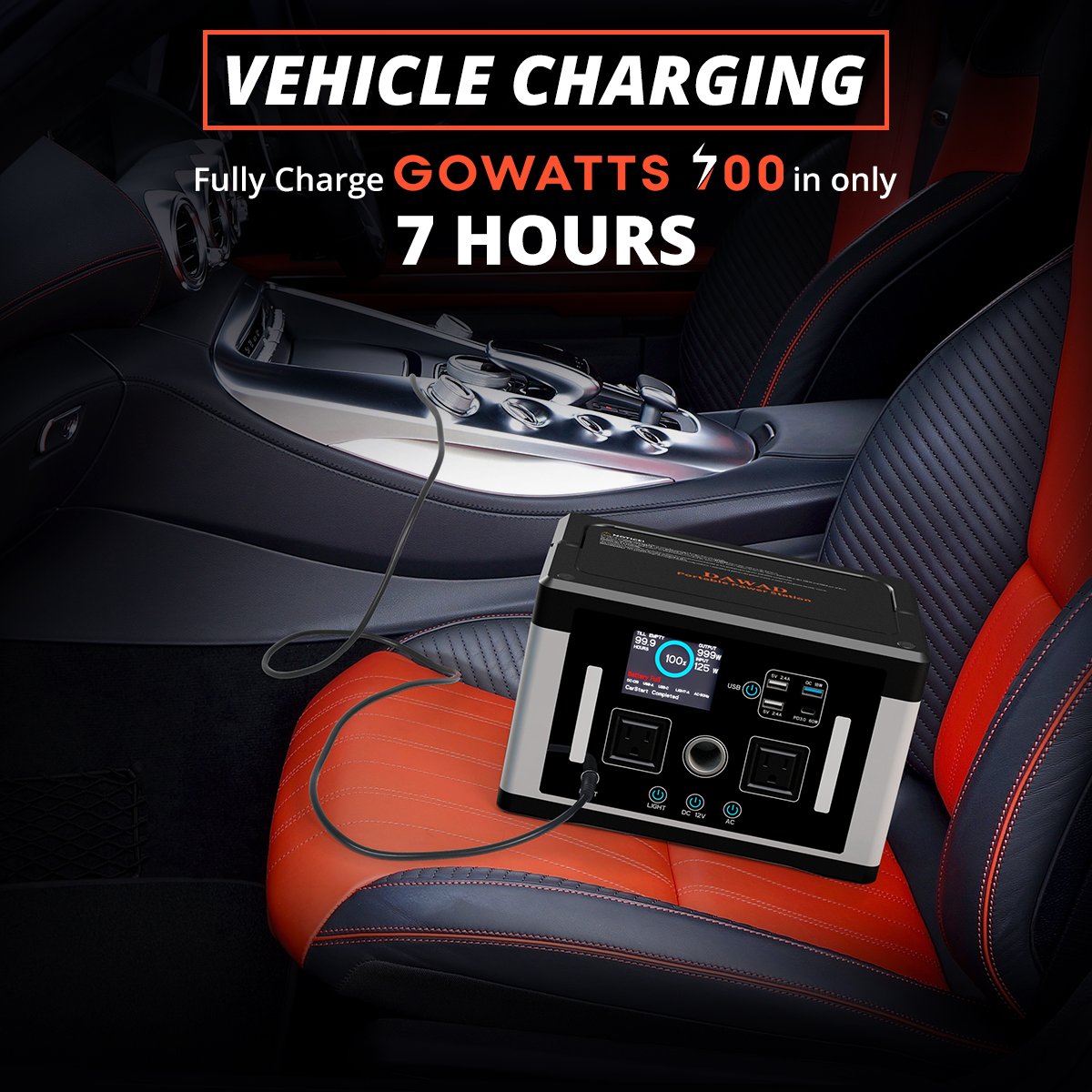 DawadPower's tweet photo. #GoWatts 700 features vehicle charging in addition to solar charging and wall outlet charging. Fully recharge your portable power station in only 7 hours.
Visit the link below to purchase #GoWatts700.
https://t.co/4nGz3oTfHr
#Dawad #Adventure #TravelGadgets #CompactPower https://t.co/hUL9Jresww