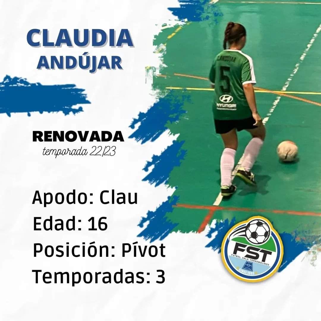 FSTorremolinos's tweet photo. Claudia Andújar en su primer año como juvenil da el salto al primer equipo femenino del Fútbol Sala Torremolinos. https://t.co/0eCoaw3rvd
