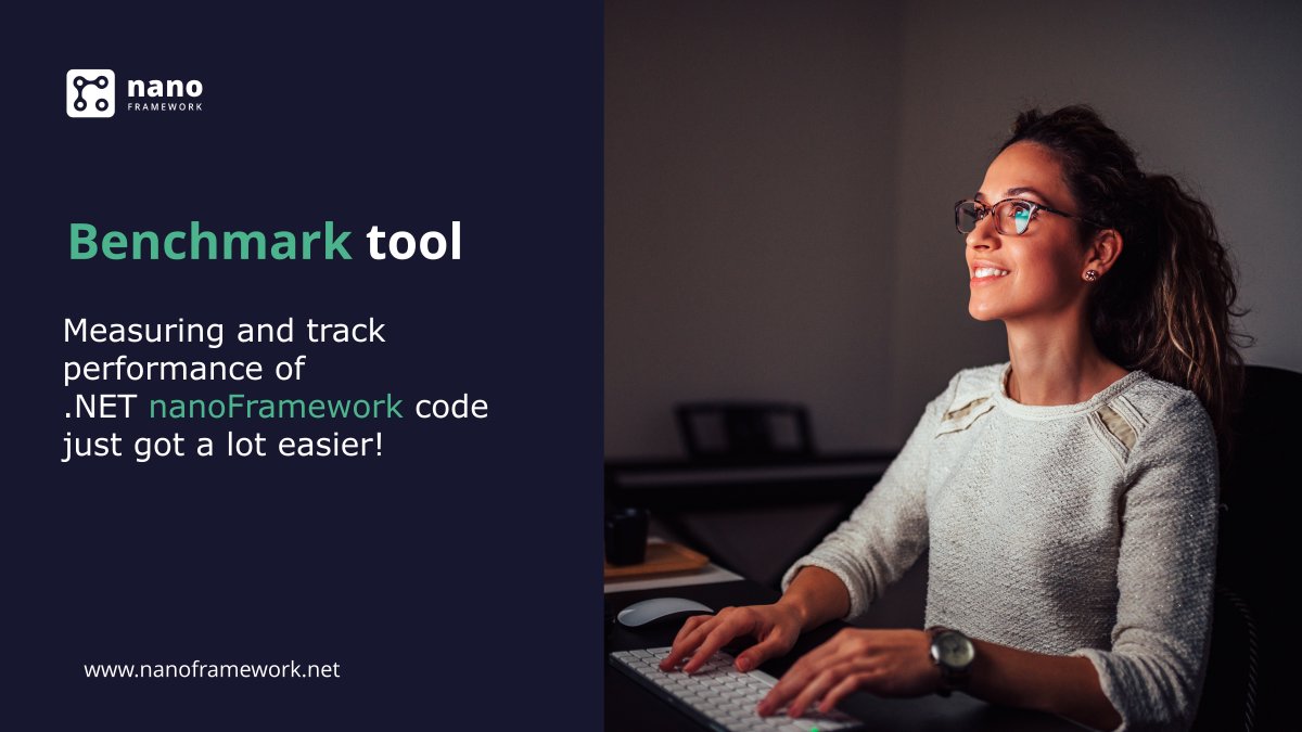 nanoFramework's tweet photo. You can now easily measure and track performance of @nanoFramework code: we're releasing our Benchmark library! 
Heavily inspired in #BenchmarkDotNet, requires only attributes to setup and provides nicely formatted output options.
https://t.co/oie5pgPN3H https://t.co/rEVVhJIzZH
