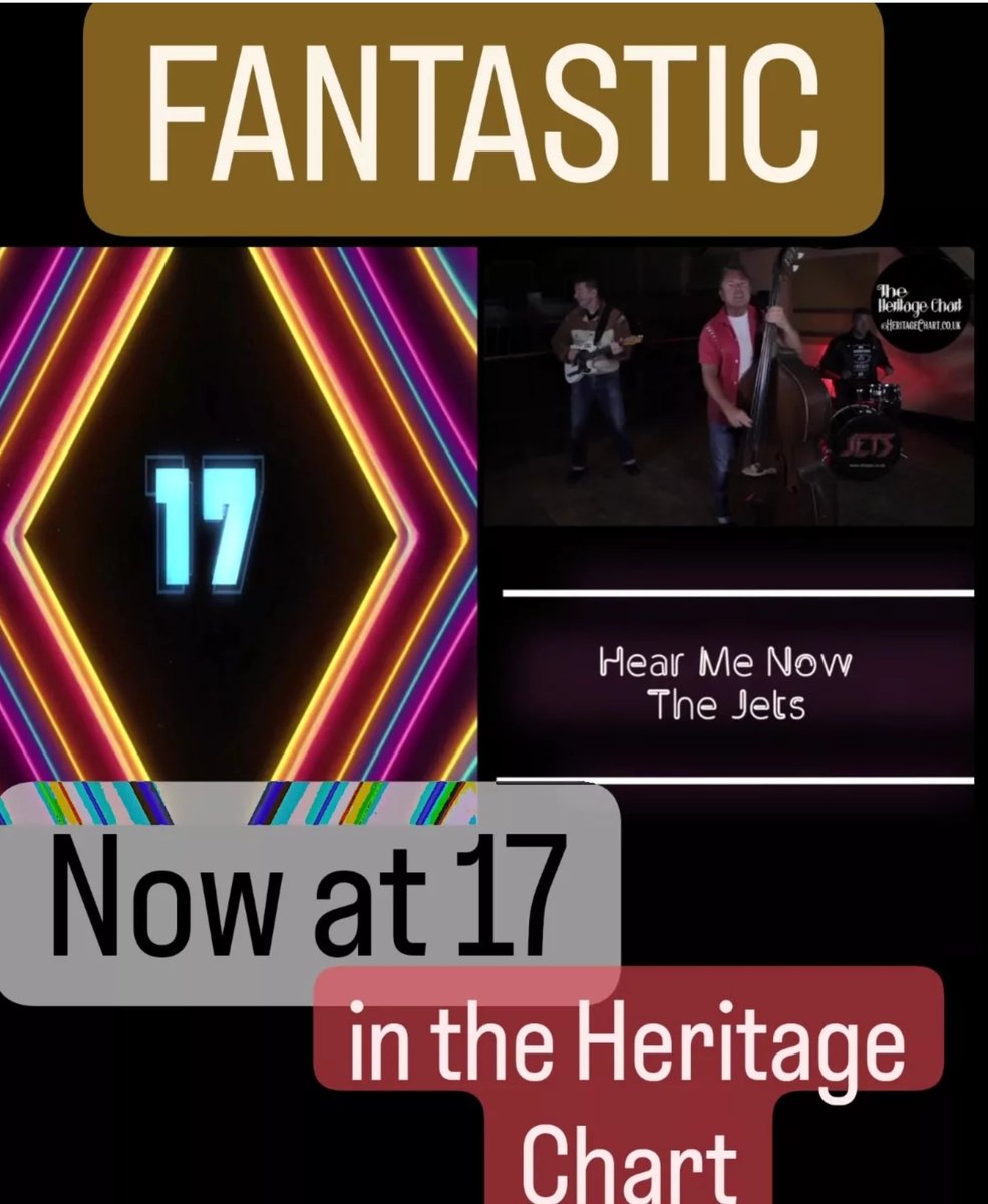 THE JETS with "HEAR ME NOW"
Climb up to number
17 in The Heritage Chart, this week 
4th September 2022