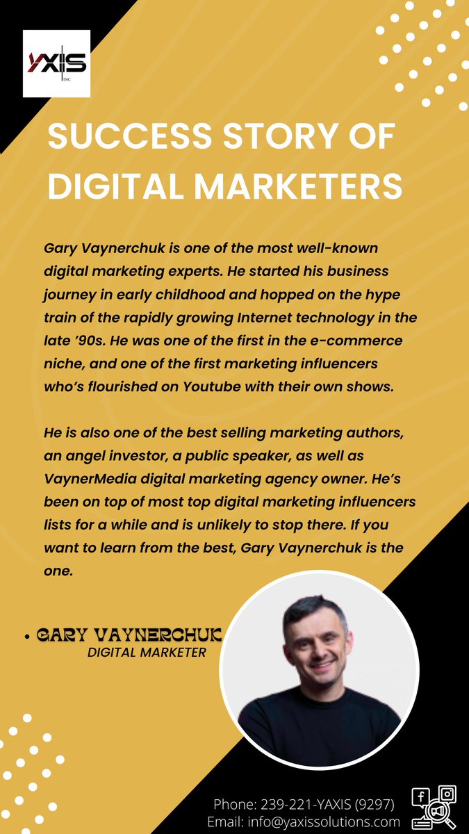 Yaxissolutions's tweet image. Success story of Digital Marketer
Gary Vaynerchuk

Contact us
Website: yaxissolutions.com
Phone: 239-221-YAXIS (9297)
Email: info@yaxissolutions.com
#SEO #marekter #Customerrepresentative #digitaladvertising  #marketingseacrch #research  #yaxissolutions #digitalexpert