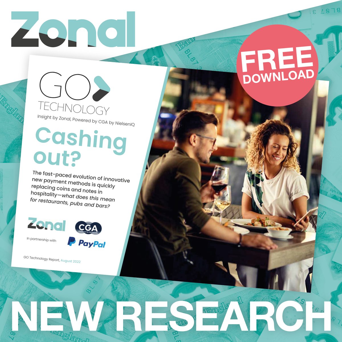 ZonalUK's tweet photo. It's a big day at Zonal HQ, we've published 𝗖𝗮𝘀𝗵𝗶𝗻𝗴 𝗢𝘂𝘁?  - our latest GO Technology research report in partnership with @CGA_insights &amp; @PayPalUK.

➡️ To find out more, download the FREE report, tap here: https://t.co/7R9woofpIO

#Cashless #HospitalityTech #Hospitality https://t.co/hUeBtRJcwj