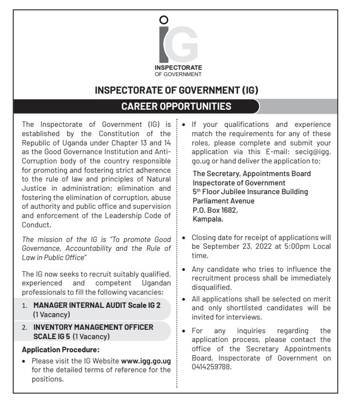 IGGUganda's tweet photo. We are hiring! @IGGUganda is an equal opportunity employer. #UnitedAgainstCorruption #ExposeTheCorrupt @IGGBetiKamya https://t.co/NV5zxmkuBO