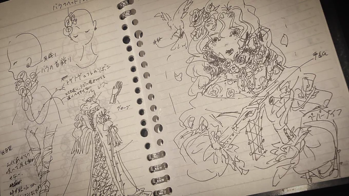 しごおわ帰宅、休憩中に描いたラフをさらに練りたい 