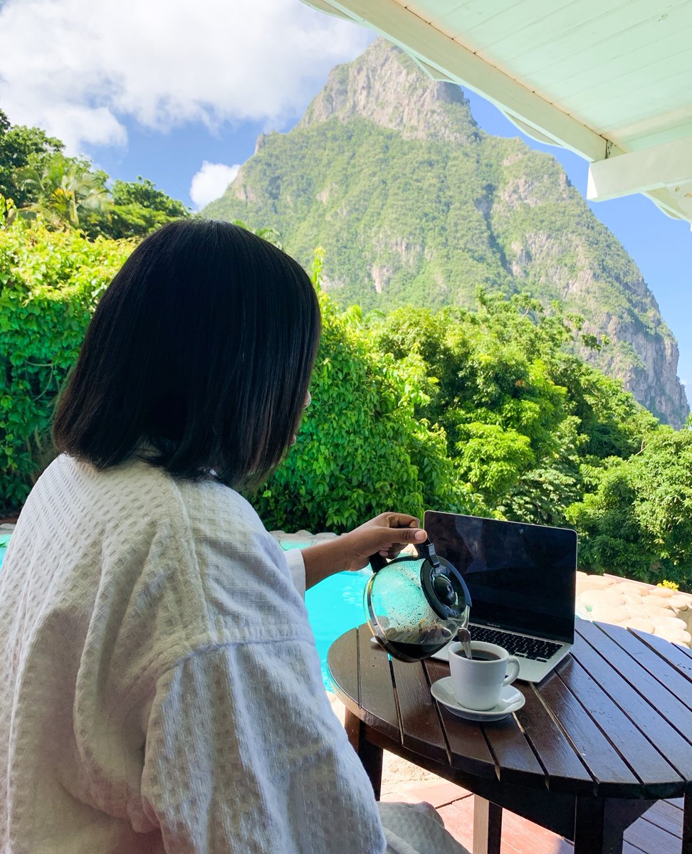 Stonefield_Res's tweet photo. Working remotely in paradise 🤩 What's your Monday looking like? 

#stonefieldvillaresort #escaperelaxrejuvenate #saintlucia #caribbeanresorts https://t.co/hOLuO4wfks