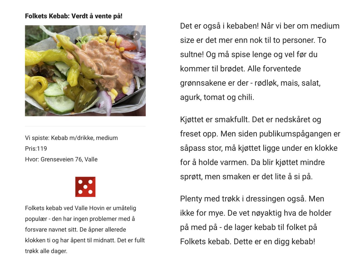 folketskebab's tweet photo. Hyggelig omtale i Dagbladet❗️🎲 

Alltid gledelig når det harde arbeidet settes pris på! 

Alle våre avdelinger ønsker deg velkommen💚🧡 https://t.co/rF40O7W0rs