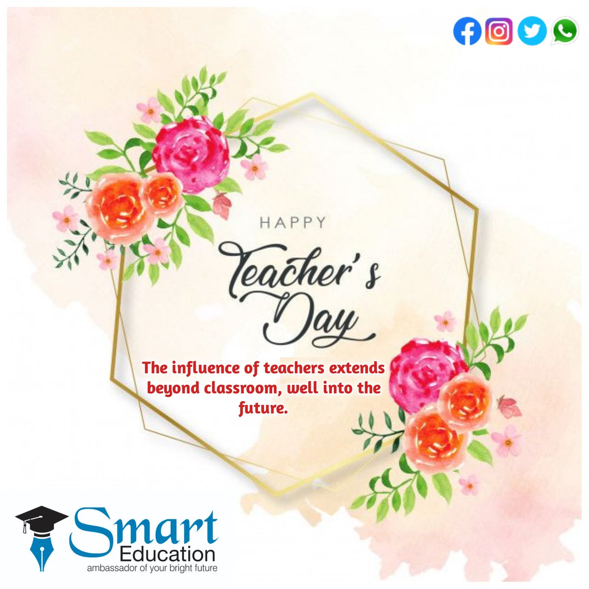 SmartEdu_X's tweet photo. The influence of teachers extendes beyond classroom, well into the future✅🤞.

Happy Teacher's Day ❤️👑.

#teachersdaywishes
#TeacherDay
#happyteachersday
#HappyTeachersDay2022
#TeachersDay2022 https://t.co/K6Bj1bh3Fp