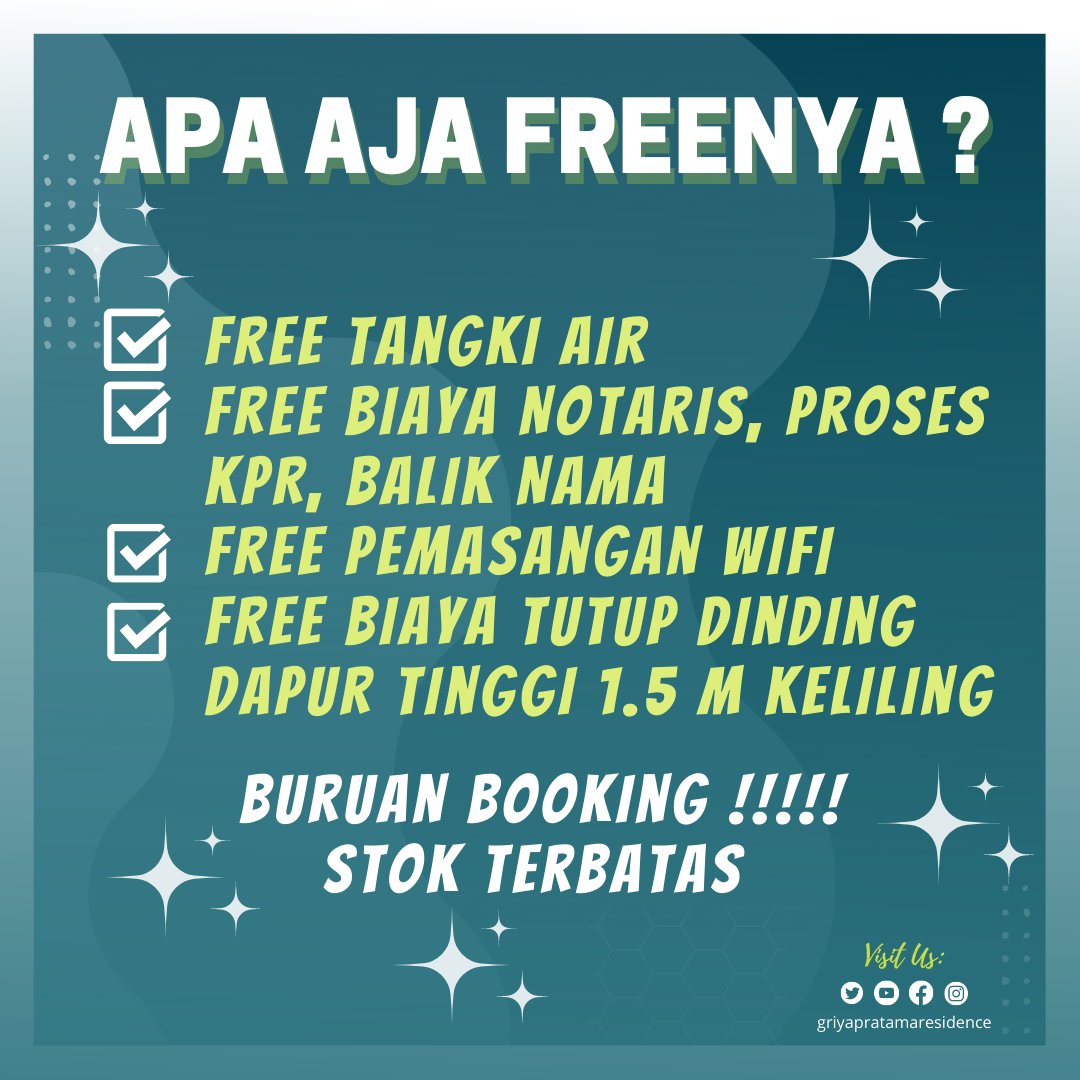 griyapratamare1's tweet photo. PROMO SEPTEMBER..
Spesial DPnya, Dapetin Freenya
#kpr #kprsyariah #kprrumah #kprbtn #kprjabodetabek #jualrumahkomersil #jualrumahkomersilmurah #jualrumah https://t.co/jVB6pqDIyp