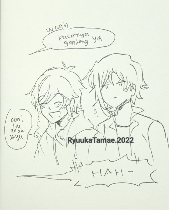 Some doodle as I wind up from work, local(?) AU, venti being that unaging looking kinda mom

Npc: "wow, your boyfriend is handsome"

V: "oh! That's(actually) my son"

Npc: "HUH-??";; 