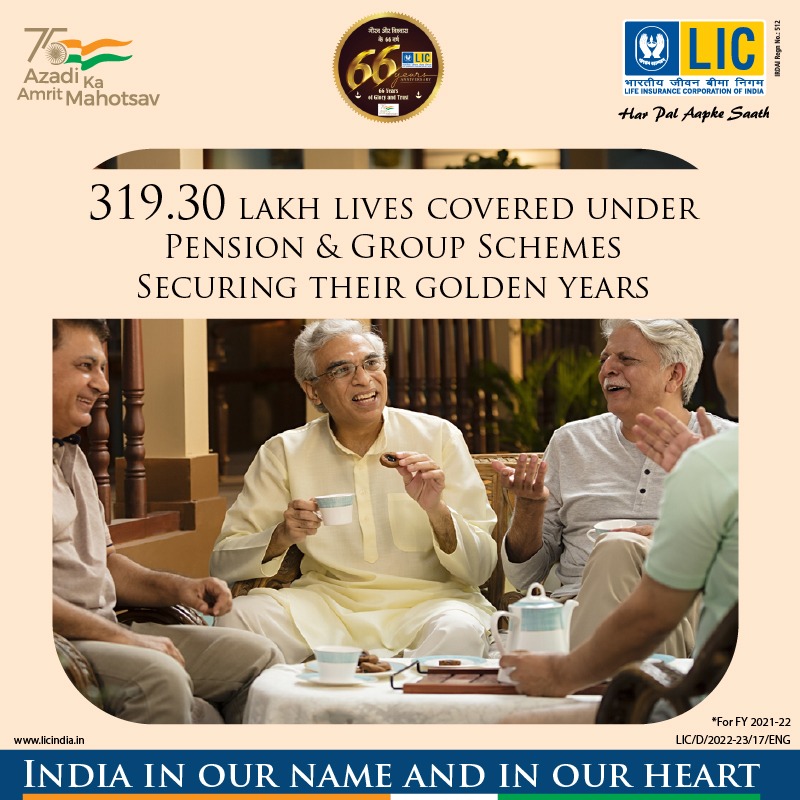 LICIndiaForever's tweet photo. LIC - has been providing financial security to people since 66 years and has secured the Golden Years of 319.39 Lakh lives by covering them under pension #LIC #licfoundationday https://t.co/LgM8EiWNPM