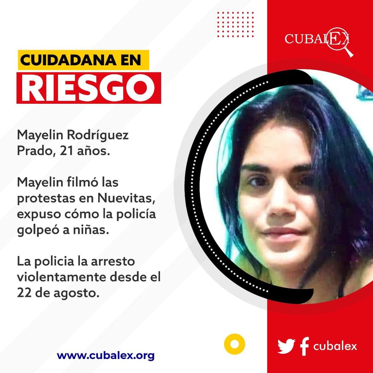 FITNESSWILL20's tweet photo. 🆘📢🇨🇺Mayelin sigue detenida. Vamos a viralizar su rostro. No la dejemos sola.
Mayelin mostró la represión en Nuevitas. Mayelin solo tiene 21 años. https://t.co/ylpeRWx56Z