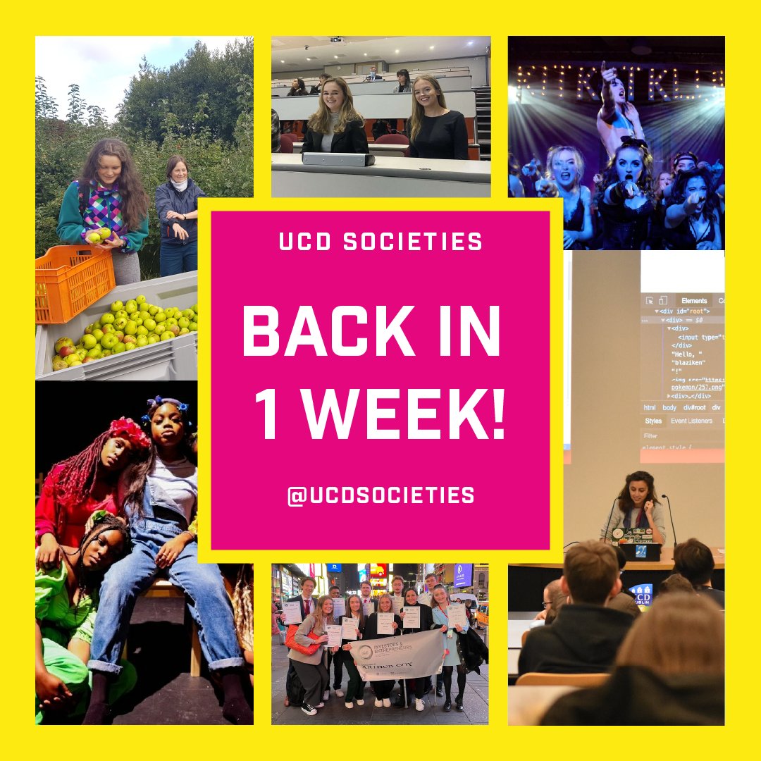 1 week to go!!! A little terrifying... and a little exciting! UCD Societies are getting ready - events events and some more events 🥰💃

#ucdsocieties #ucd #myucd #helloucd #dublin #ucdfreshersweek #freshersweek