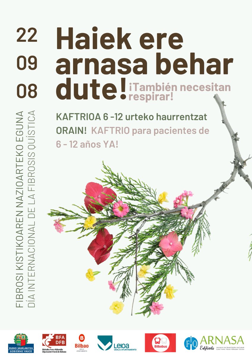 fqbizkaia's tweet photo. DÍA INTERNACIONAL DE LA FIBROSIS QUÍSTICA
Por motivo del día internacional estaremos toda la semana presente en los autobuses de Bilbobus.Este año queremos reivinidicar la aprobación del Kaftrio para niños y niñas de 6-11 años.¡Súmate a nuestra lucha! ¡También necesitan respirar! https://t.co/KMgr1j4jQS