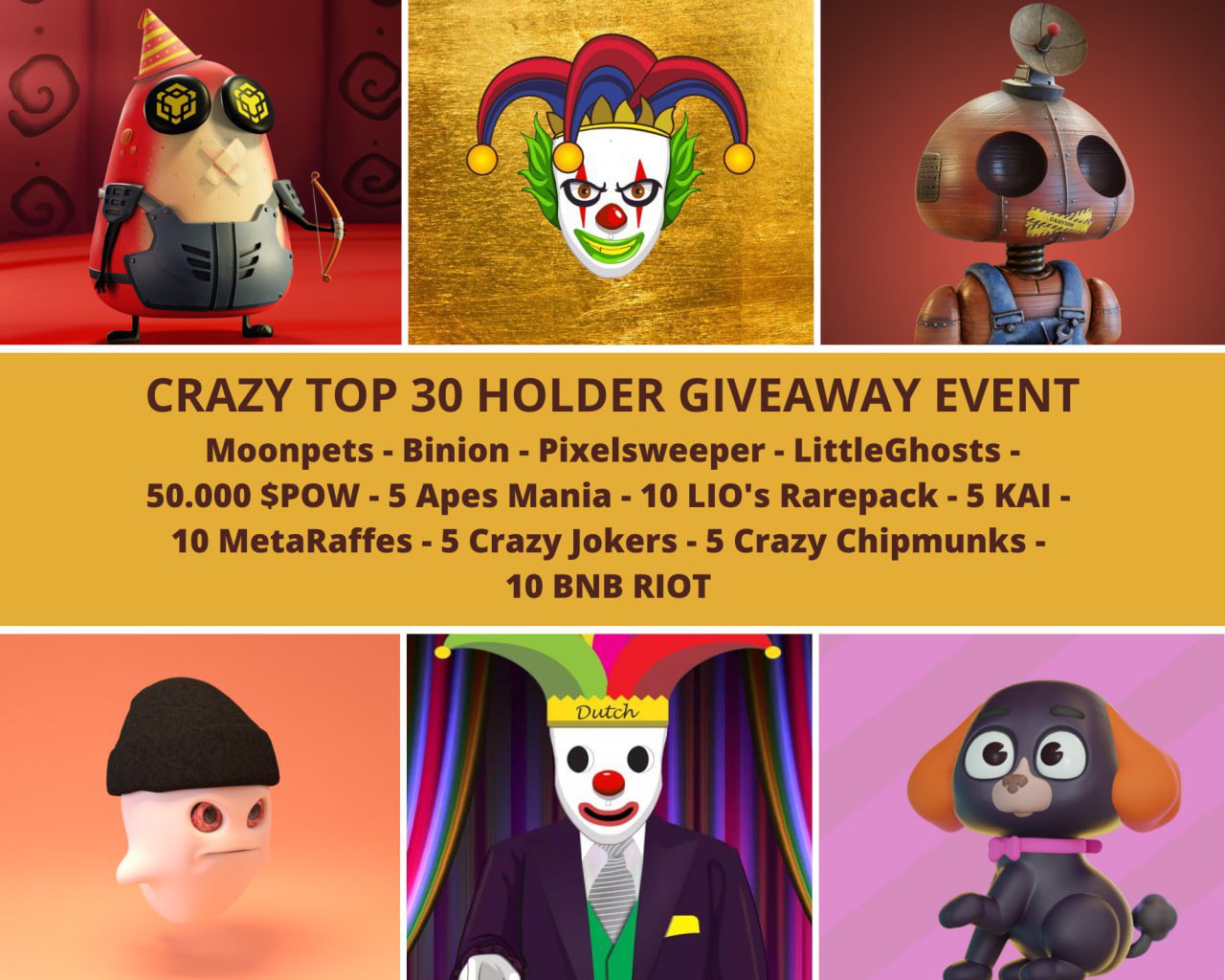 Crazy Joker Sweep Festival on Twitter "🎉 Crazy Top 30 holder GiveAway