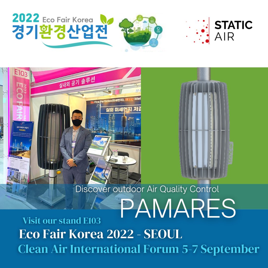 StaticAir1's tweet photo. Come visit us at the Eco Fair 2022 Clean Air International Forum #CAIF  from 5-7 Sept discover booth E103
https://t.co/zzZipWTQj1

 #smartcity  #bettercities #C40cities #urbanplanning #zeroemission #zerocarbon #cop27 #TogetherForImplementation https://t.co/W3jynj6Kw0