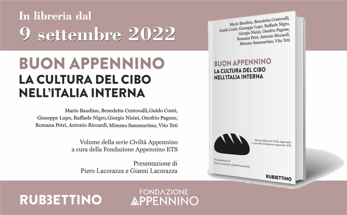 📣Ci siamo! 
In libreria dal 9 settembre 2022 "BUON APPENNINO. La cultura del cibo nell'Italia interna" edito da <a href="/rubbettinobooks/">Rubbettino Editore</a> e curato da Fondazione Appennino. 

📚Il libro al momento è disponibile sullo store di Rubbettino Editore store.rubbettinoeditore.it/.../buon-appe

#CiviltàAppennino