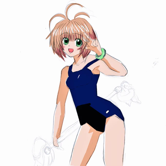 トリックアートが出来ました!と言う事でまたもやキャライラストに挑戦して失敗した例です慣れないデジタルによるペン入れもしてみました難しい#トリックアート#カードキャプターさくら 