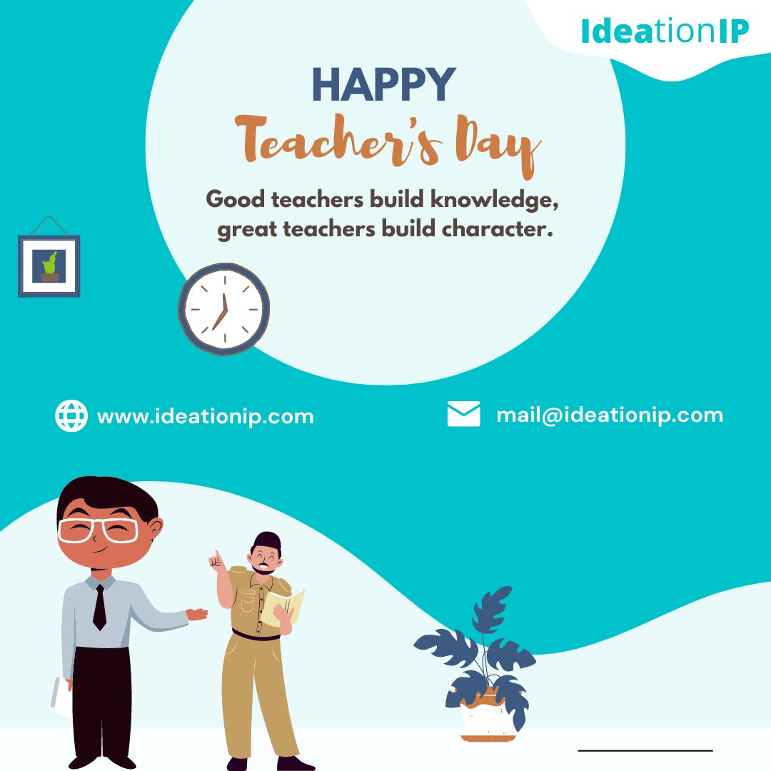 IdeationI's tweet photo. Happy Teacher's Day!
.
.
Good teachers build knowledge but great teachers build character.
.
.
https://t.co/9Quw2sAHpx
#ideationip #teachers #teachersday2022 #teachersofinstagram #teachersday #teachersoflinkedin #teachersfollowteachers https://t.co/xflqERSYP3