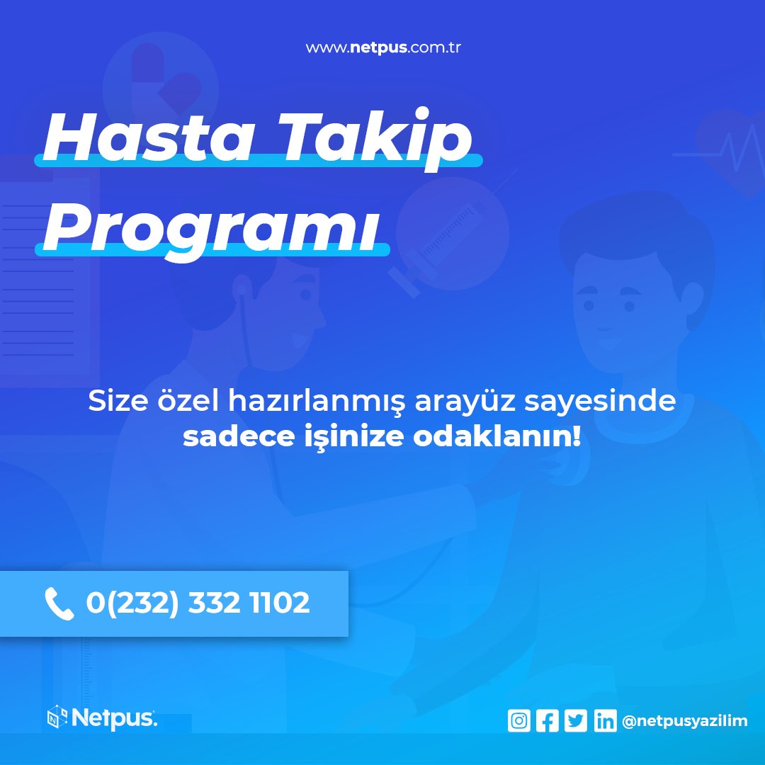 Size sunulan online hasta takip yazılımı ile tüm süreci dijital ortamda yönetin, zamandan kazanın.

📞 0 (232) 332 1102
📧 info@netpus.com.tr
🌐 netpus.com.tr
.
.
#netpus #netpusyazılım #software #web #application #yazılım #crm #crmyazılımı #klinik  #klinikyönetim
