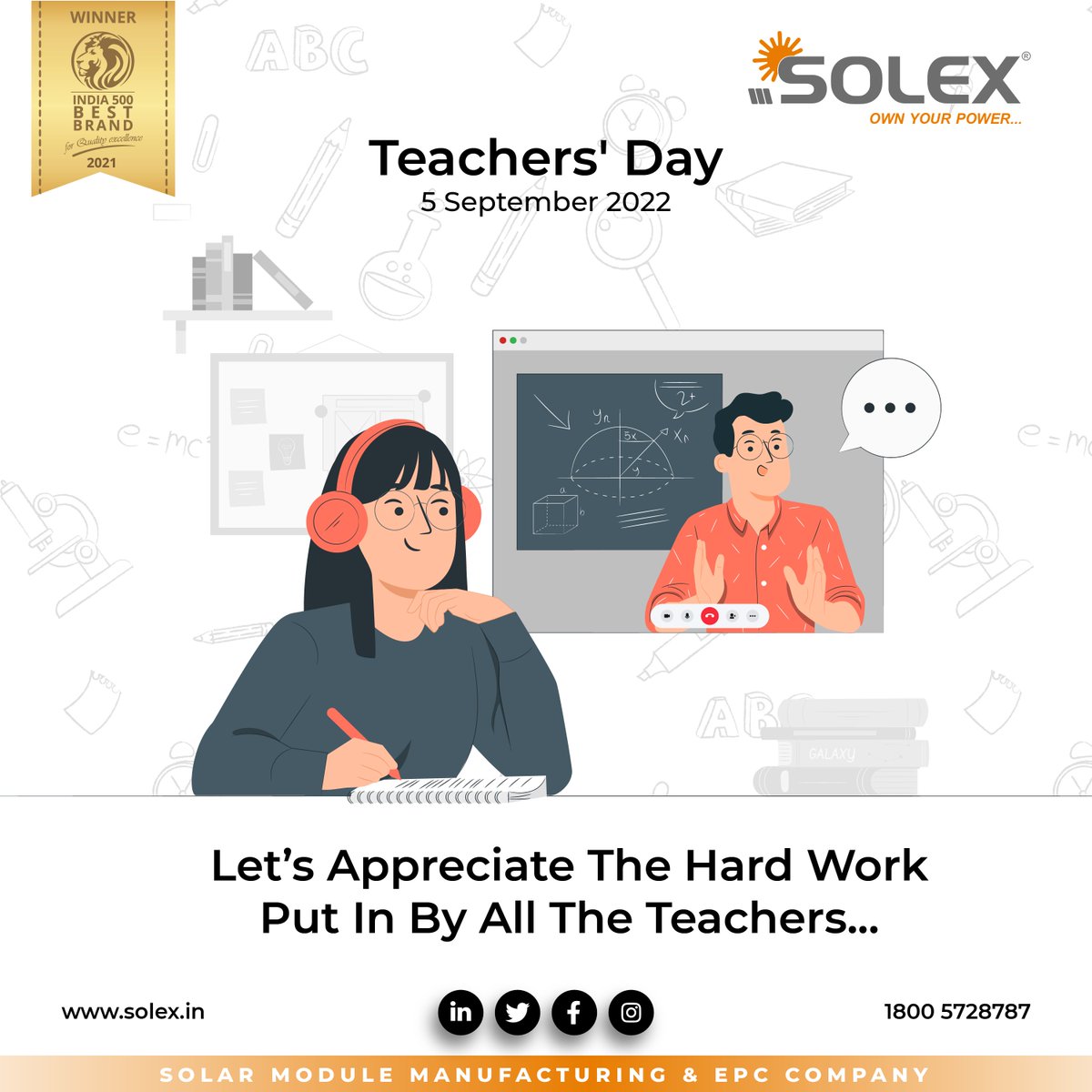 Solexenergyin's tweet photo. Let's Appreciate the hard work
Put in by all the teachers....
#happyteachersday #teachersday2022 #teachers #thankyouforyoursupport #teacherappreciation #teacherdevelopment #thankyoutoallteachers #Solex #ownyourpower #solarindustry #renewableenergy #solarpower #epcservice https://t.co/iWehUfz2po