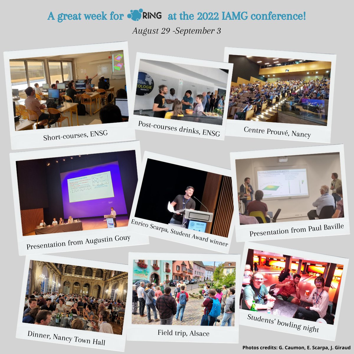 ring_team's tweet photo. 📸 A few photos of #ring_team and their colleagues at the 2022 #IAMG congress, 📍 Centre Prouvé, #Nancy 😊
#geophysics #geology #3dmodeling #nancy #research #sciences #students #iamg #mathematical #geosciences #international #conference https://t.co/ApHoLIxUwt