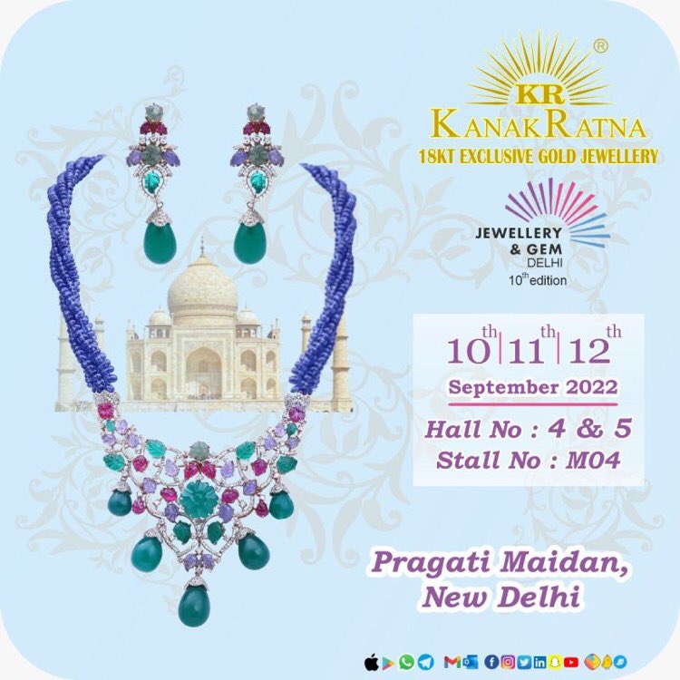 kanakratna's tweet photo. #KANAKRATNA at #DJGF 2022
Delhi Jewellery And Gem Fair
18KT EXCLUSIVE GOLD JEWELLERY
You are Cordially Invited To Visit Us at :
#DJGF 2022 SHOW
Venue : Pragati Maidan
New Delhi
Date : 10th To 12th September 2022
HALL NO - 4 & 5
Stall No : M04
#KANAKRATNA https://t.co/hiedGisamA
